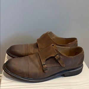 Men’s Frye Double Monk Brown Distressed Leather 10
